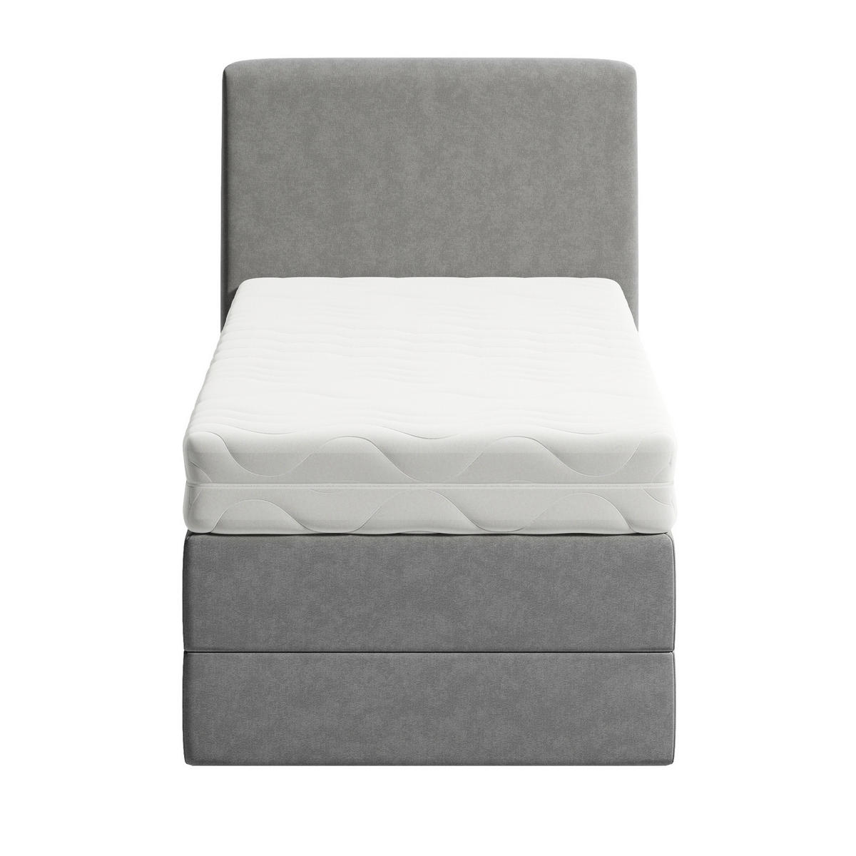 BOXSPRINGBETT mit Bonnell Matratze, mit Kopfteil, 100 x 200 cm, in Grau - Grau, Naturmaterialien (100/200cm) - Home Collective