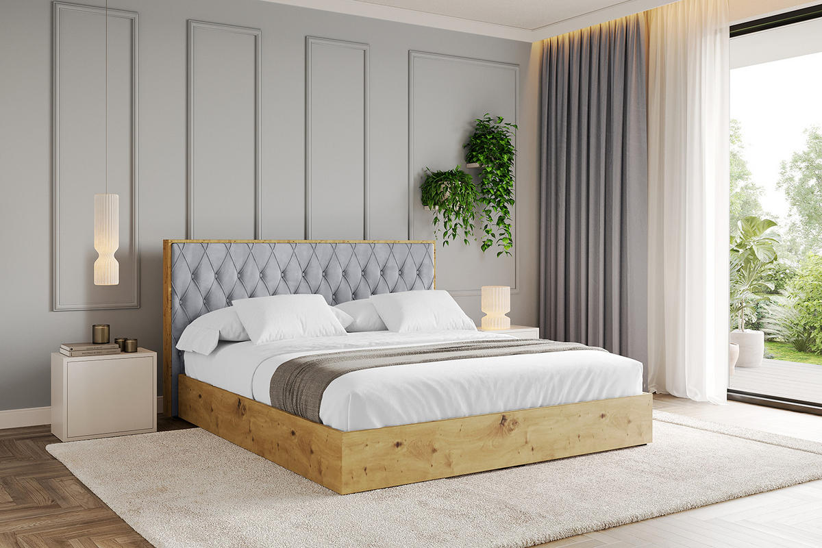 POLSTERBETT mit Bettkasten und Lattenrost, Bett mit Matratze H3/H4 - ENZO5 120x200 Hellgrau - Hellgrau, Holzwerkstoff/Textil (120/200cm) - ALTDECOR