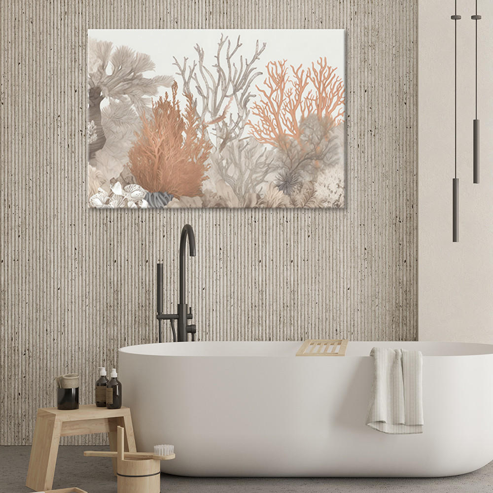 LEINWANDBILD Boho beige - Meerespflanzen 100x70cm - Beige, Textil (100/70cm) - Feeby