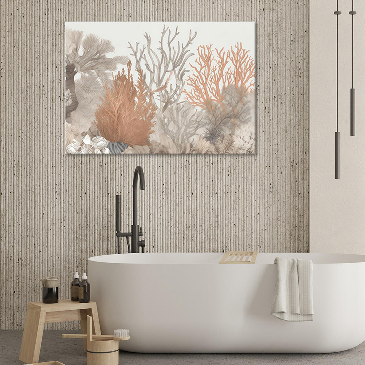 LEINWANDBILD Boho beige - Meerespflanzen 120x80cm - Beige, Textil (120/80cm) - Feeby