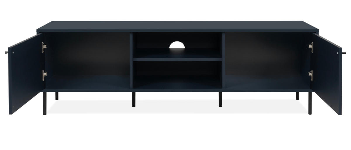 TV-LOWBOARD blau 160 cm, Fernsehtisch mit 4 Fächern - Blau/Schwarz, Holzwerkstoff/Metall (110/40/60cm) - Furn.Design