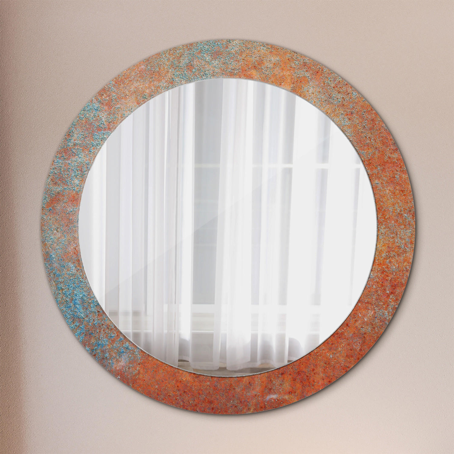 SPIEGEL Ø70 cm Rund mit Aufdruck - Orange, Glas (70/70/0.4cm) - TULUP