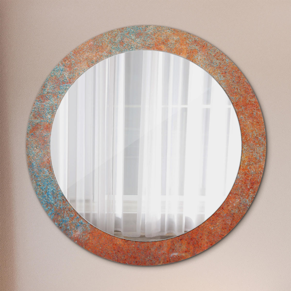 SPIEGEL Ø70 cm Rund mit Aufdruck - Orange, Glas (70/70/0.4cm) - TULUP
