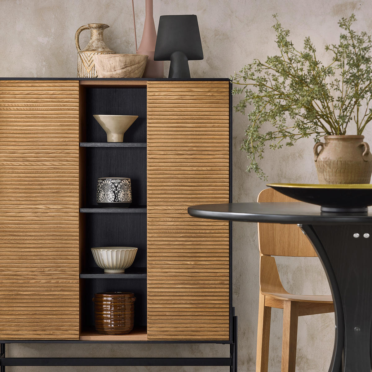 HIGHBOARD Schwarz-Natur - Schwarz/Naturfarben, Holzwerkstoff/Metall (92/119/40cm) - SoBuy