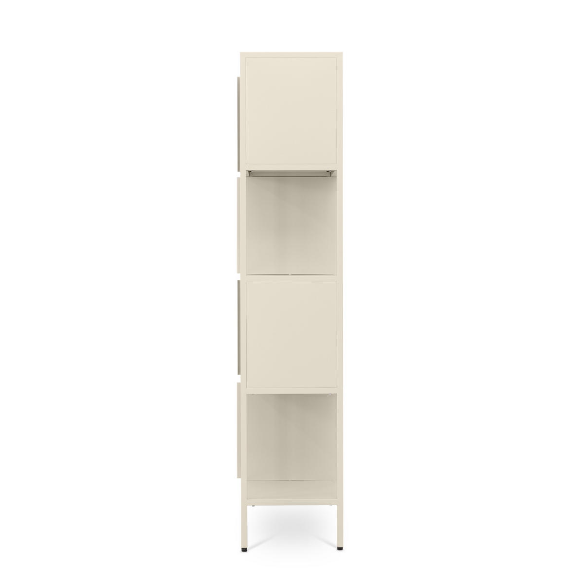 METALLREGAL industriell, 170 cm hoch, 4 Türen, 4 Fächer, beige und geriffeltes Glas - Beige, Metall (80/170/35cm) - Sicaan