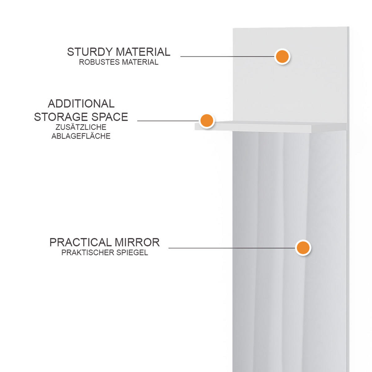 NÁSTĚNNÝ VĚŠÁK Siri Bílá - bílá, kompozitní dřevo (36/135/21.6cm) - Vicco