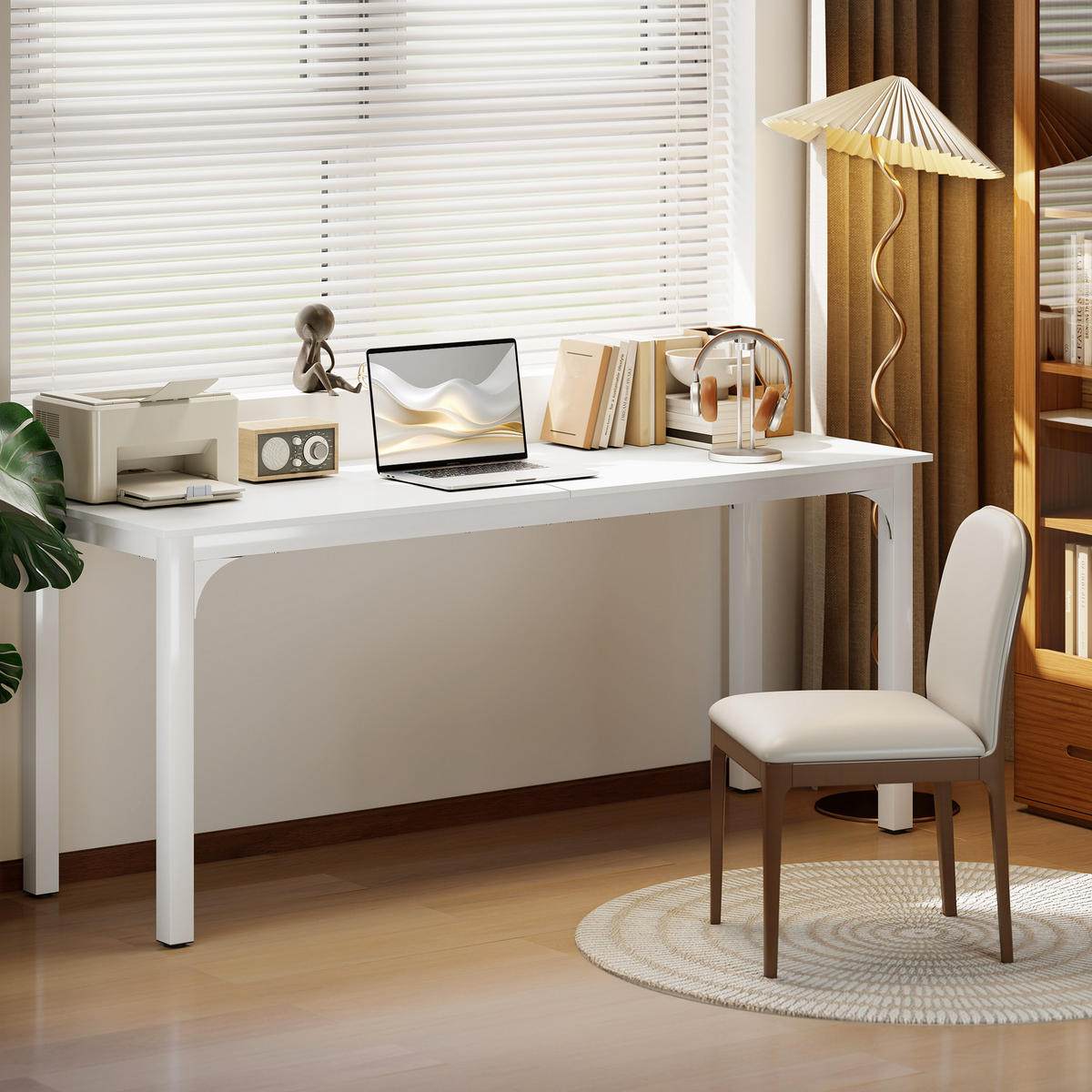 COMPUTERTISCH Weiß mit Metallgestell und großer Arbeitsfläche 180/60/75 cm - Weiß, Holzwerkstoff (60/180/75cm) - PANGIVO