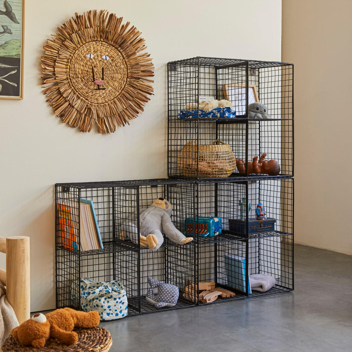 KINDER-REGAL Sona Schwarz aus Metall - Schwarz, Metall (65/192/33cm) - Tikamoon