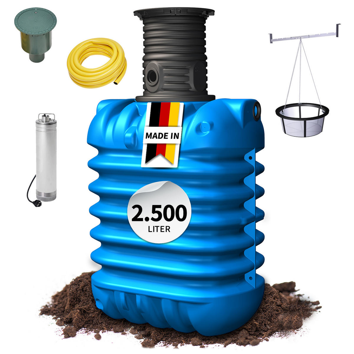 ERDTANK-PAKET 2500 L Garten-Comfort - Blau, Kunststoff (147/201/119cm) - 4rain