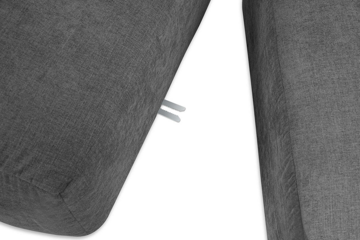 ECKMODULSOFA-RECHTS BUFFO 6-Sitzer mit extrem weicher Sitzfläche, Gewebestoff, aschfahl - Grau, Textil (377/180cm) - KONSIMO®