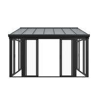 WINTERGARTEN 292 x 428 x 312 cm dunkelgrau mit verschließbaren Schiebetüren - Dunkelgrau, Metall (428/312/292cm) - Juskys