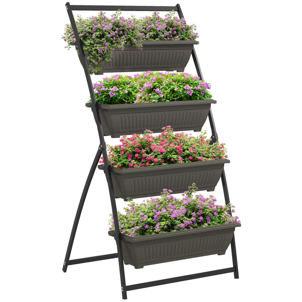 PFLANZENTREPPE Blumenregal für Garten, Stahl, Braun, 76 x 79 x 162 cm - Braun, Metall (79/162/76cm) - Outsunny