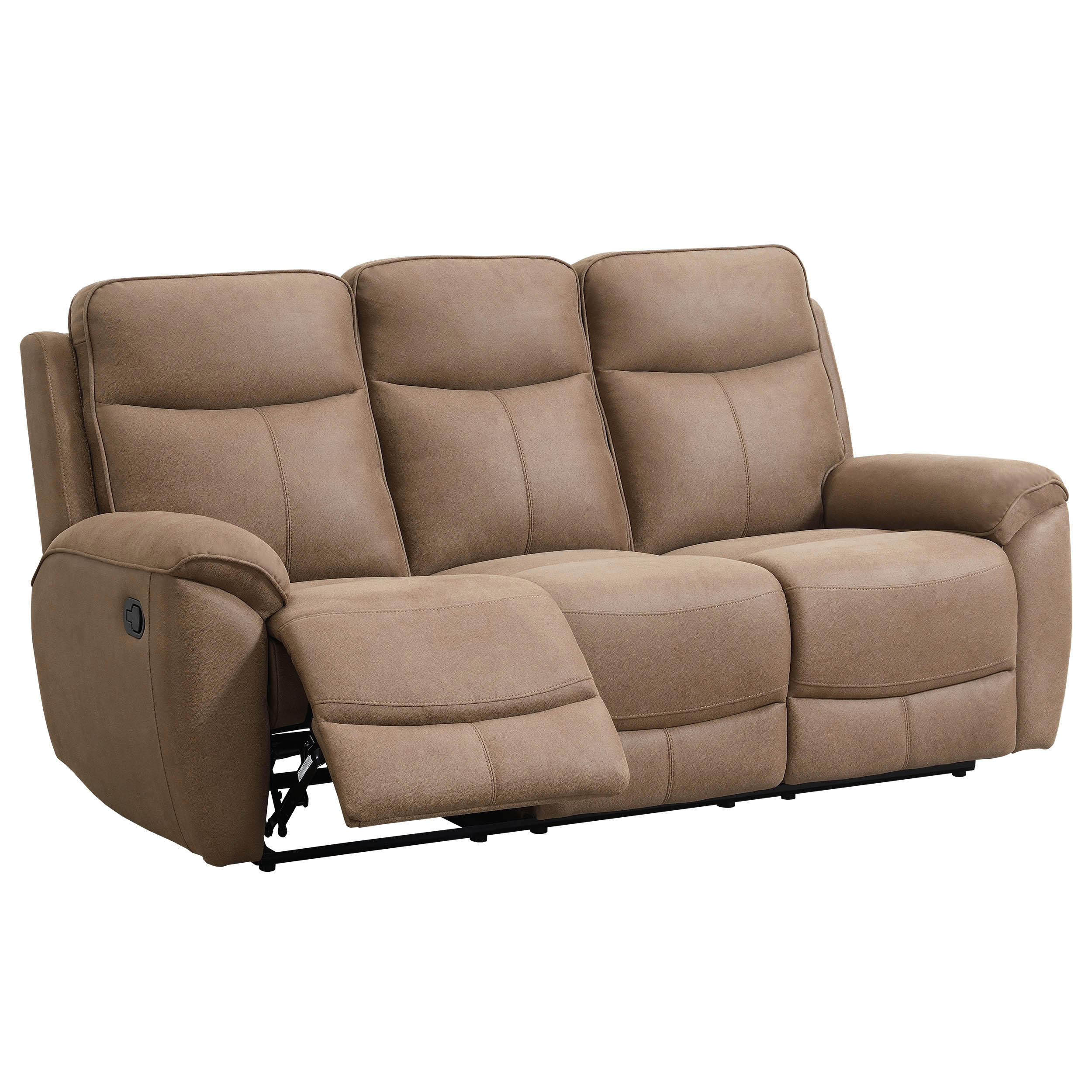 3-SITZER-RELAXSOFA Dolce, mit Relaxfunktion, 215 cm, Sandfarben, Velours - Braun, Textil (215/106/100cm) - Beautysofa