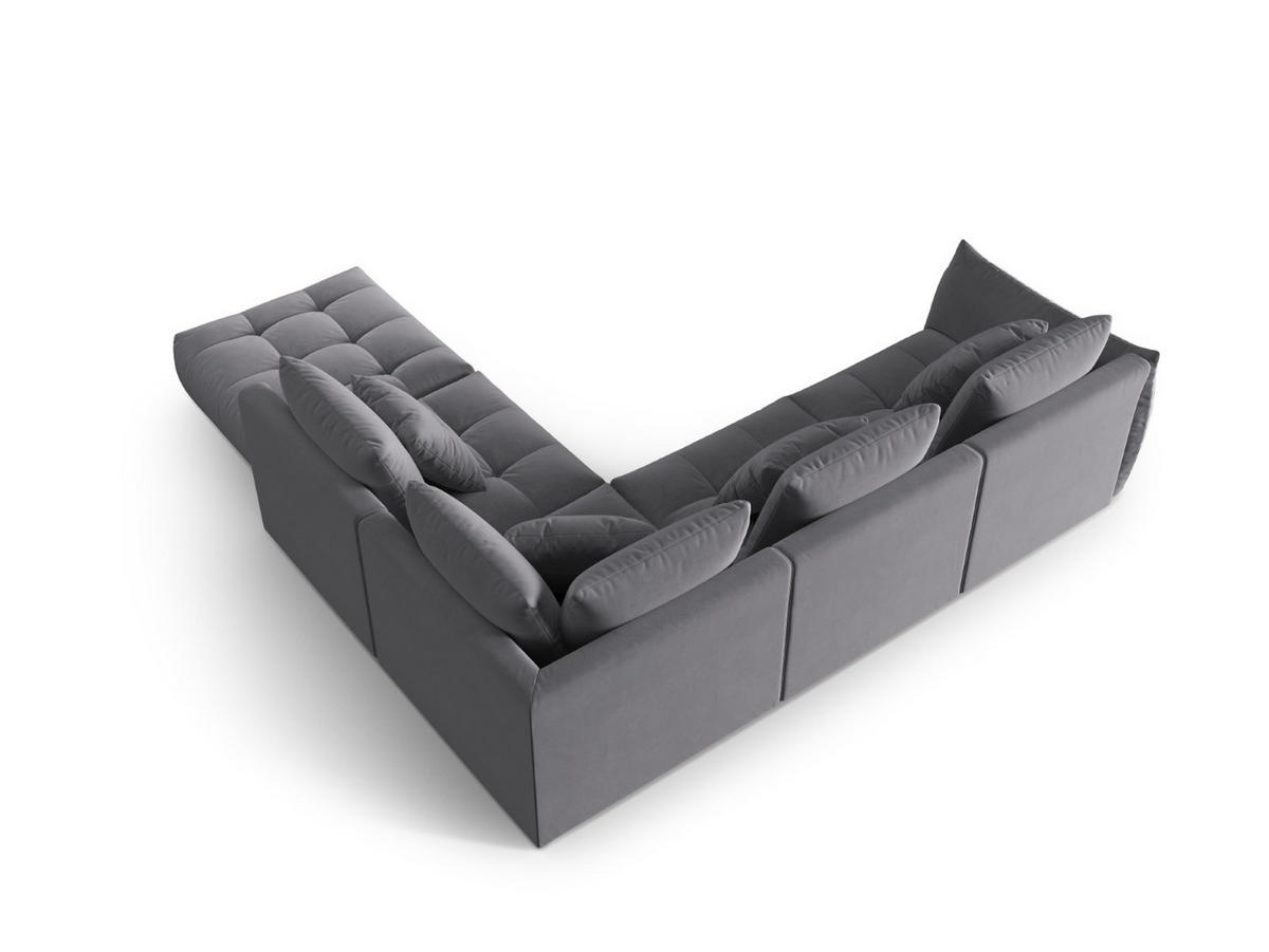 ECKSOFA modular rechts Bloom aus Samt dunkelgrau 4 Sitzplätze - Dunkelgrau, Textil (310/316cm) - Micadoni