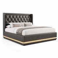 ČALOUNĚNÁ POSTEL 160/200 cm černá, úložný prostor, LED, USB, Type-C - černá, kov/kompozitní dřevo (160/200cm) - STILVORA