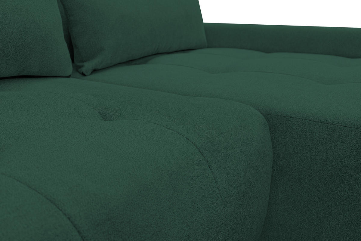 ECKSOFA Bloom mit Bettkasten und Schlaffunktion L-Form - Grün, Textil (267/185cm)