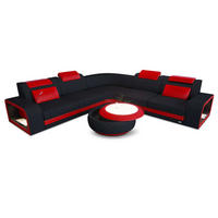 ECKSOFA Sofa Foggia Schwarz Rot Mikrofaserstoff - Schwarz, Kunststoff (294/294cm)