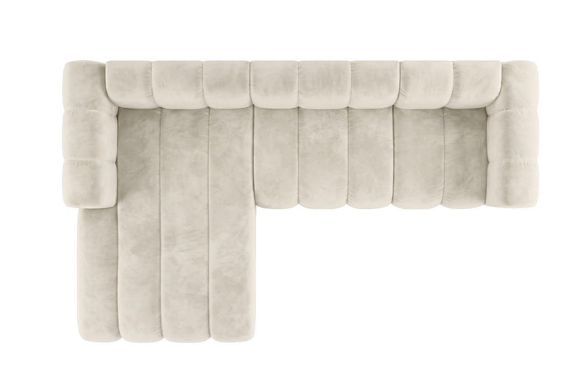 ECKSOFA Modulares In L-Form, Velvet-Stoff Riviera, Ecru, Links, GRAND 287 cm - Creme, Holz (287/179cm) - Kaiser Möbel