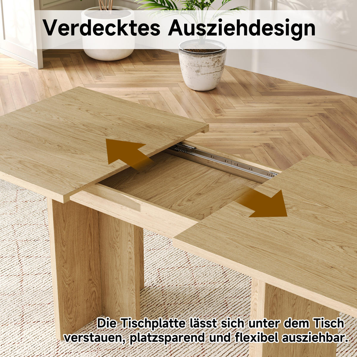 ESSTISCH in Eiche ausziehbarer Küchentisch mit verdickter Tischplatte, für Esszimmer Küche Wohnzimmer, B140-180/T80/H75cm - Eichefarben, Holzwerkstoff/Metall (80/180/75cm) - STILVORA