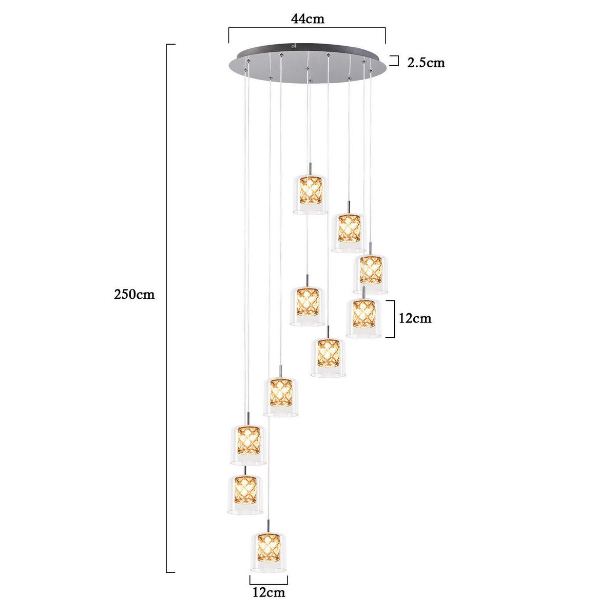HÄNGELEUCHTE Markiewicz 44/44/250 cm - Silberfarben, Metall (44/44/250cm) - Nettlife