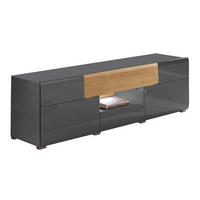 LOWBOARD Tartu anthrazit Hochglanz / Alteiche 159 / 39 / 48cm - Eichefarben/Anthrazit, Holzwerkstoff (159/48/39cm) - Feldmann-Wohnen