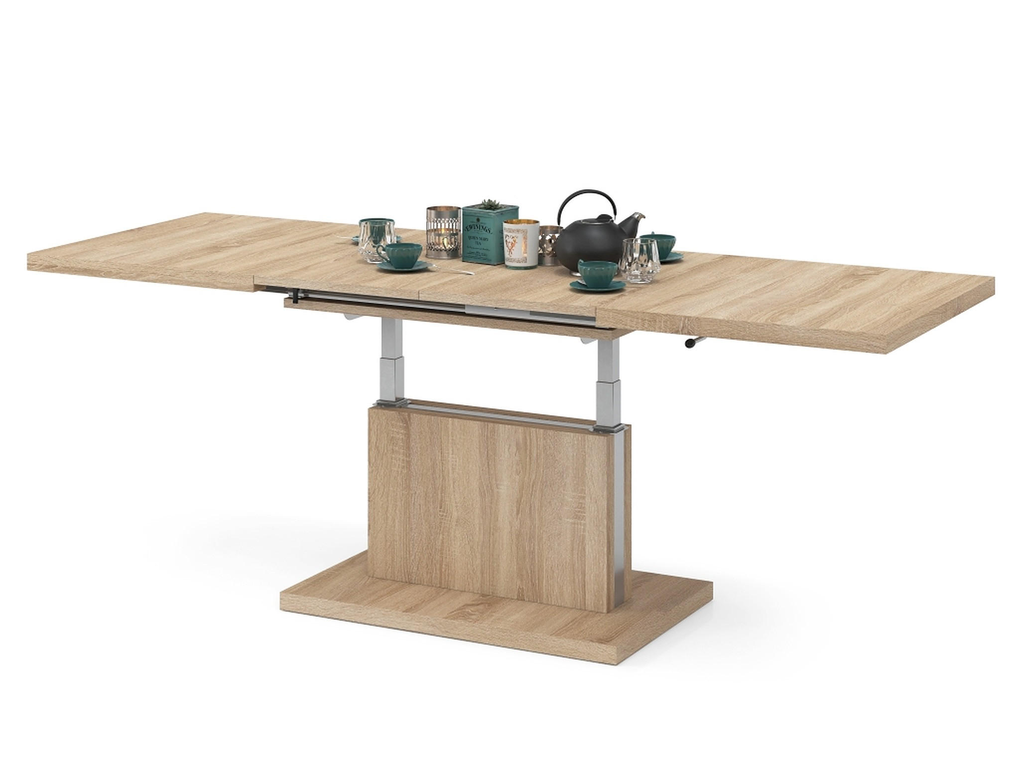 COUCHTISCH rechteckig Sonoma Eiche ausziehbar höhenverstellbar - Sonoma Eiche, Holzwerkstoff (80/120/56cm) - designimpex