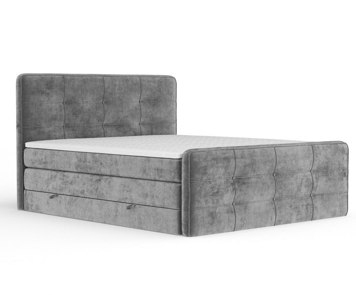 BOXSPRINGBETT Semplice Grau 140/200 cm - Schwarz/Grau, Holz/Holzwerkstoff (140/200cm) - Maison de Reve