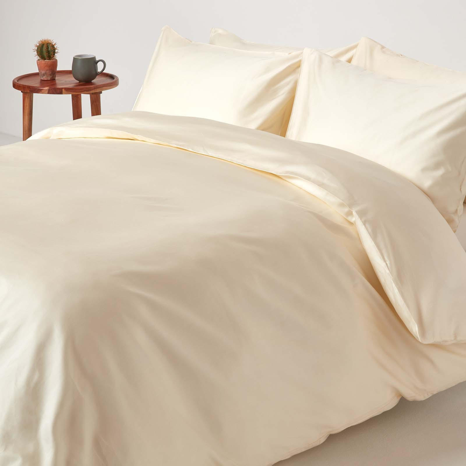 BIO-BETTWÄSCHE Satin Fadendichte 400 - Creme, Textil (200/200cm) - Homescapes