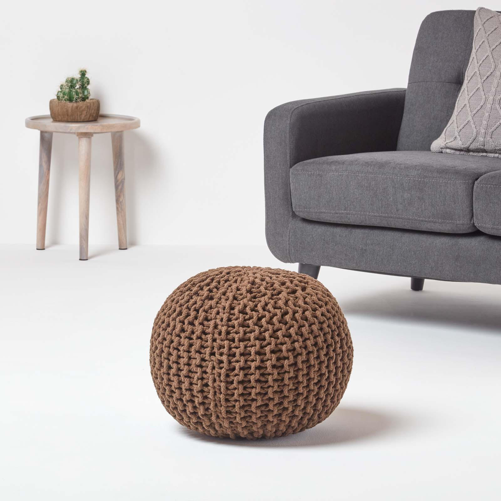 STRICK-POUF braun, 40/40/35 cm - Braun, Textil (40/35/40cm) - Homescapes