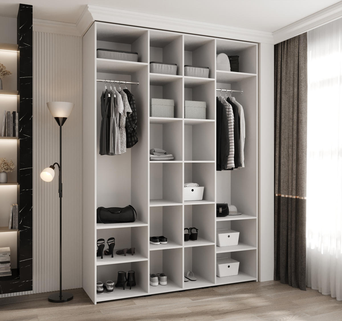 DREHTÜRENSCHRANK 245,5/170/50 4-türig - Goldfarben/Weiß, Holz/Metall (170/245.5/50cm) - Abiks Möbel