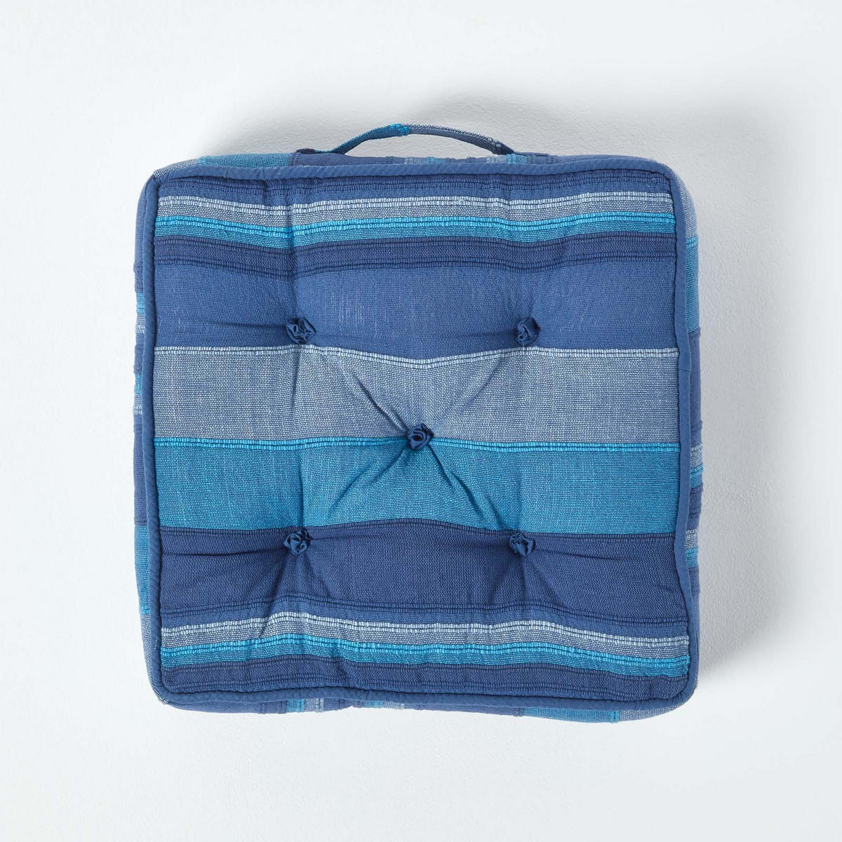 SITZKISSEN Morocco blau gestreift 40/40/8 cm - Blau, Textil (40/40/8cm) - Homescapes