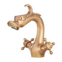 BADEZIMMERARMATUR, Drachenform, 19,5 x 15 cm, goldfarben. - Goldfarben, Metall (21/14/16cm) - Vallsero