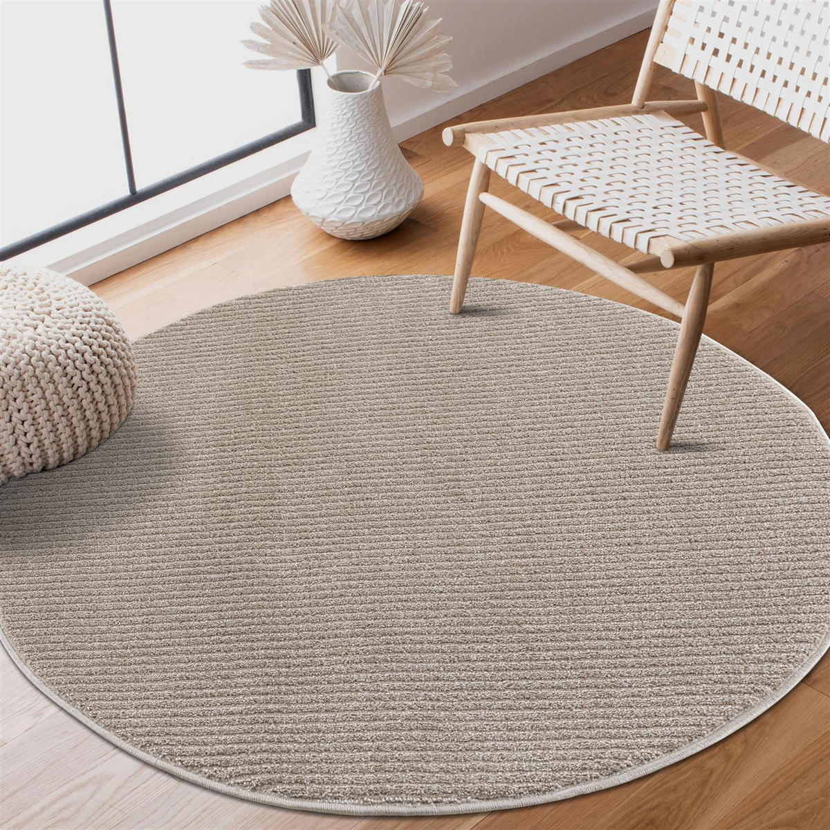 KURZFLOR-TEPPICH Fancy 900 Beige 200cm rund - Beige, Textil (200/200cm) - carpet city
