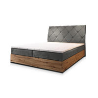 POSTEL BOXSPRING VELLANO 160x200 cm, s matrací a úložným prostorem, šedá - šedá, kompozitní dřevo/textil (160/200cm) - MASSENO
