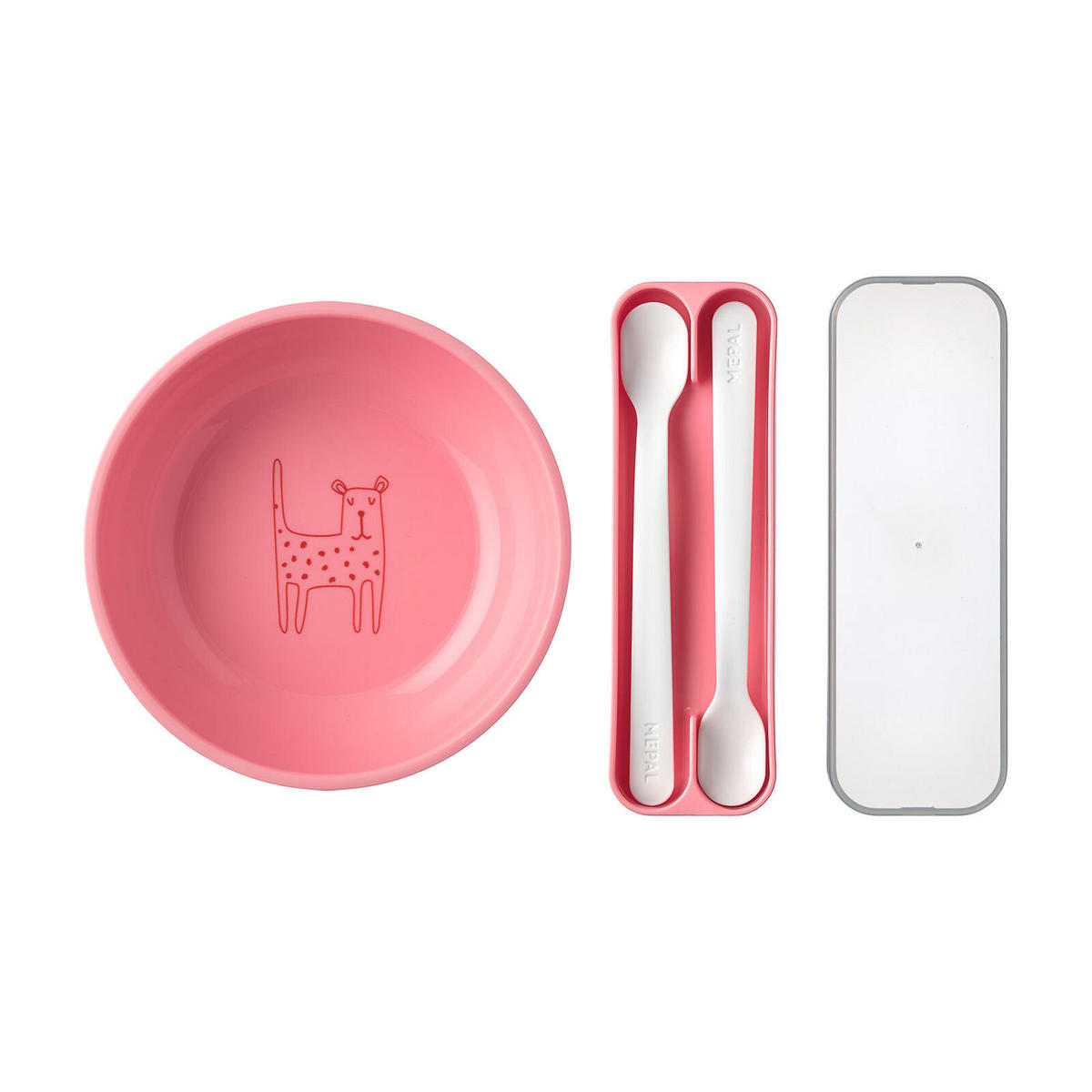 KINDERSCHALE MIT FÜTTERLÖFFEL Mio deep pink 3er Set - Pink, Kunststoff (12.7/4.5/12.7cm) - Mepal