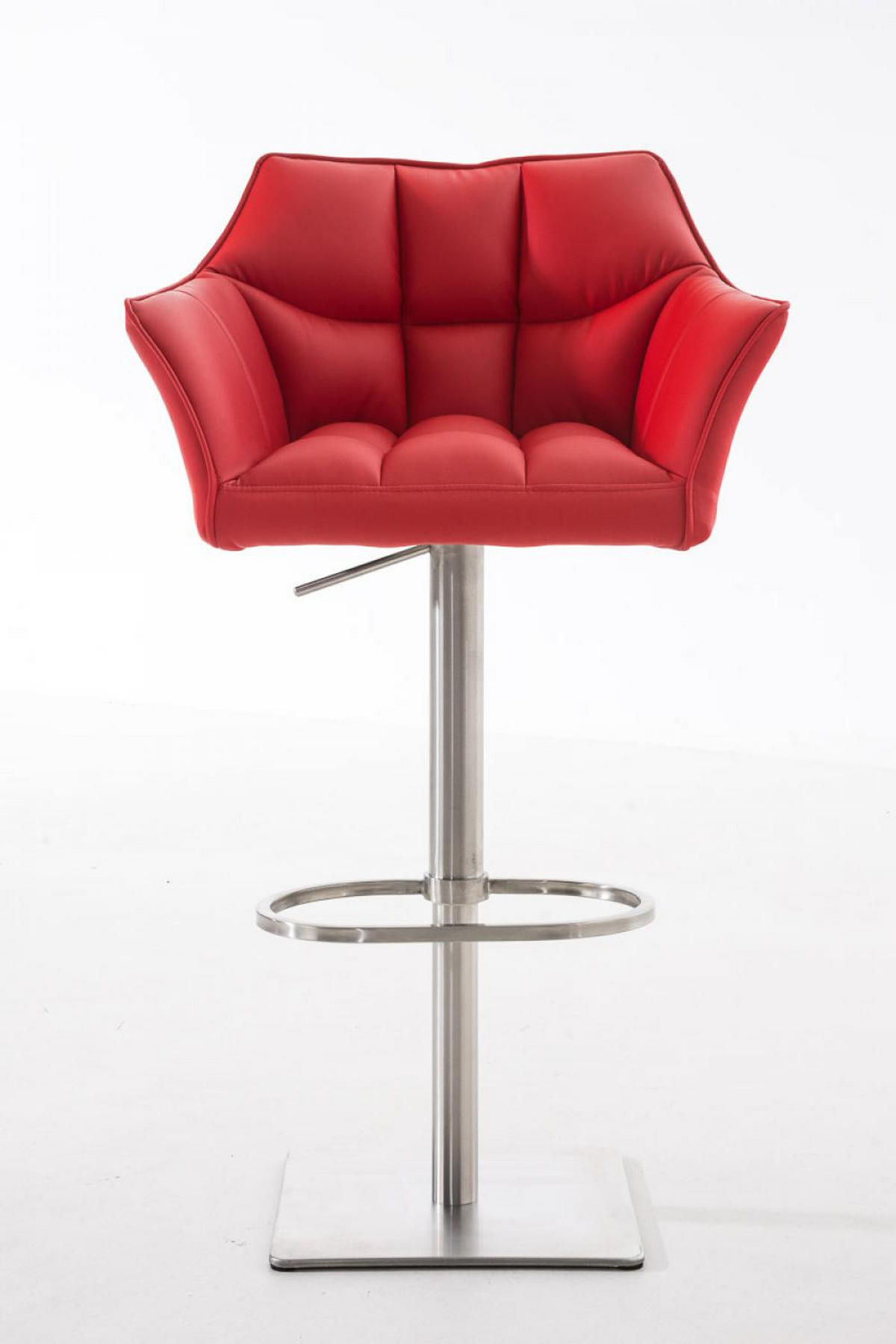 BARHOCKER Lederlook Rot - Edelstahlfarben/Rot, Textil/Metall (64/88/45cm) - CLP