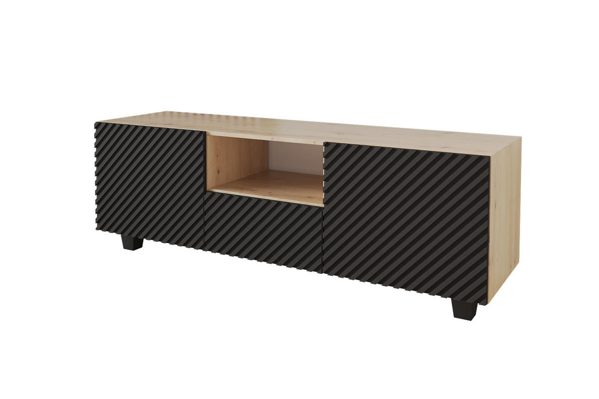 LOWBOARD ZENO-S 140x50x41 cm - Artisan / Schwarz - Schwarz, Holzwerkstoff (140/50/41cm) - ALTDECOR