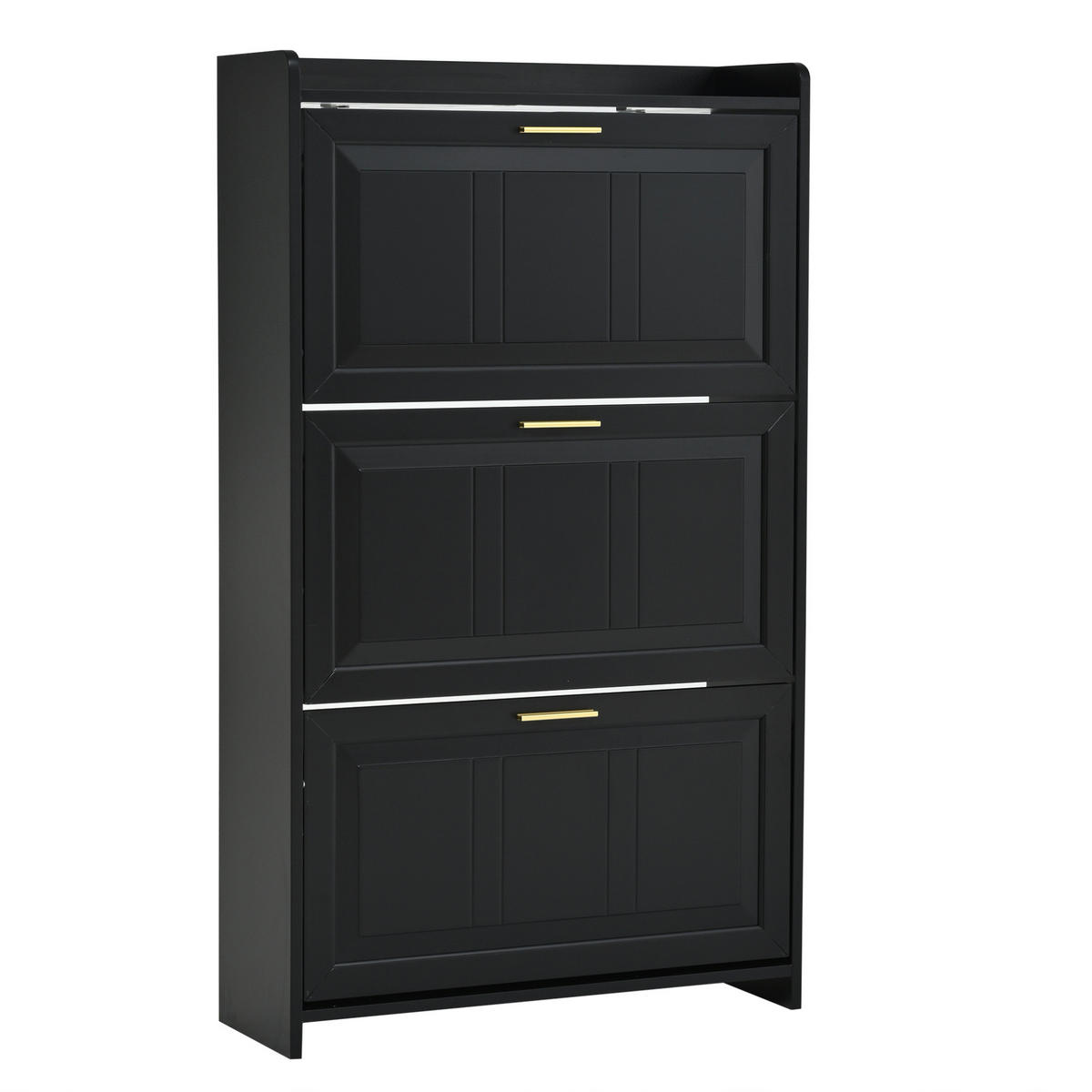 SCHUHSCHRANK 70/24/120 cm mit Klapptüren und Schublade, 6 Fächer, Schwarz - Schwarz, Holzwerkstoff (70/120/24cm) - Redom