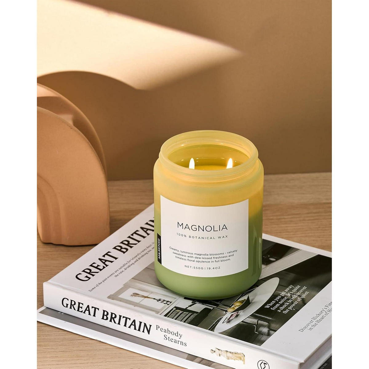 DUFTKERZE Magnolia Jasmin 550g 2-Docht Sojawachs - Grün, Paraffin (13cm)