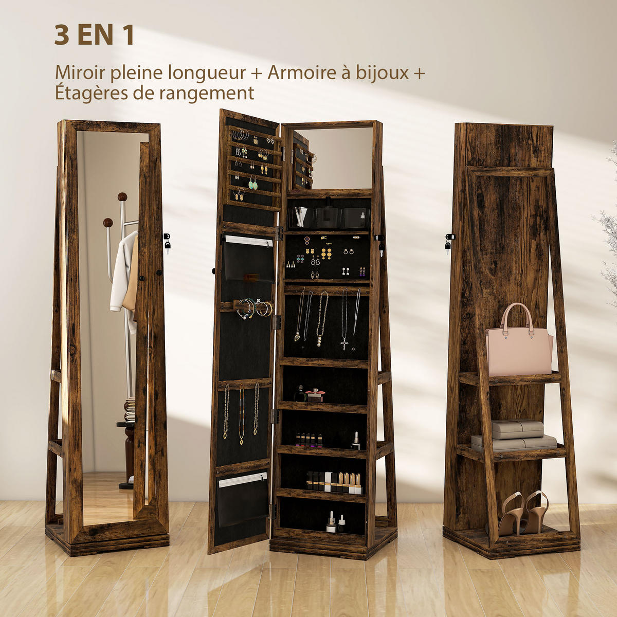 STANDSPIEGEL DE-18887 Braun Rustikal - Braun, Holzwerkstoff (38/160/38cm) - ComfortXL