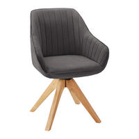 ARMLEHNSTUHL Leonie Grau Webstoff Drehbar Gepolstert - Grau, Holz (60/84/61cm) - Bessagi Home