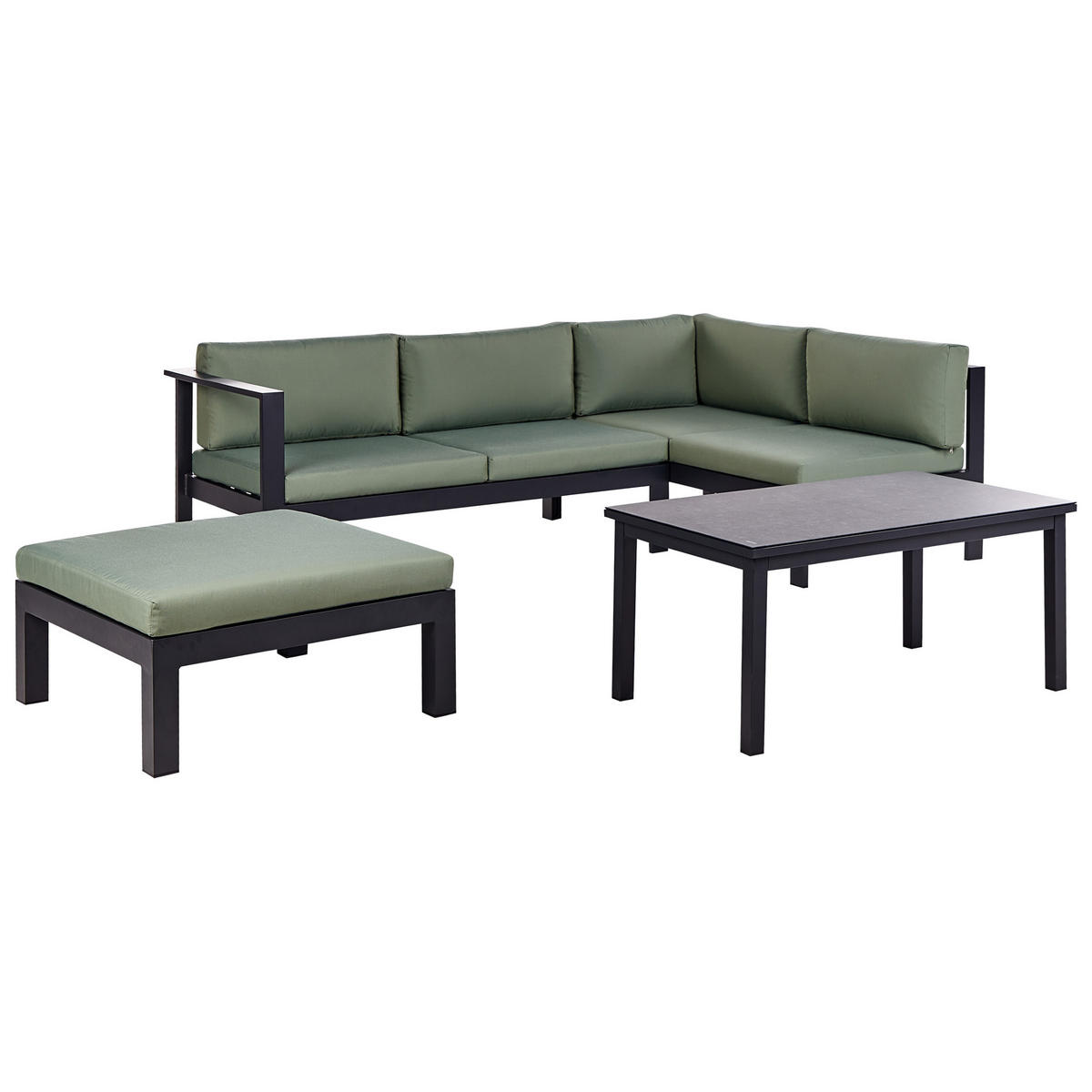 LOUNGE-SET 5-sitzer Aluminium Grün Messina - Schwarz/Grau, Metall - Beliani