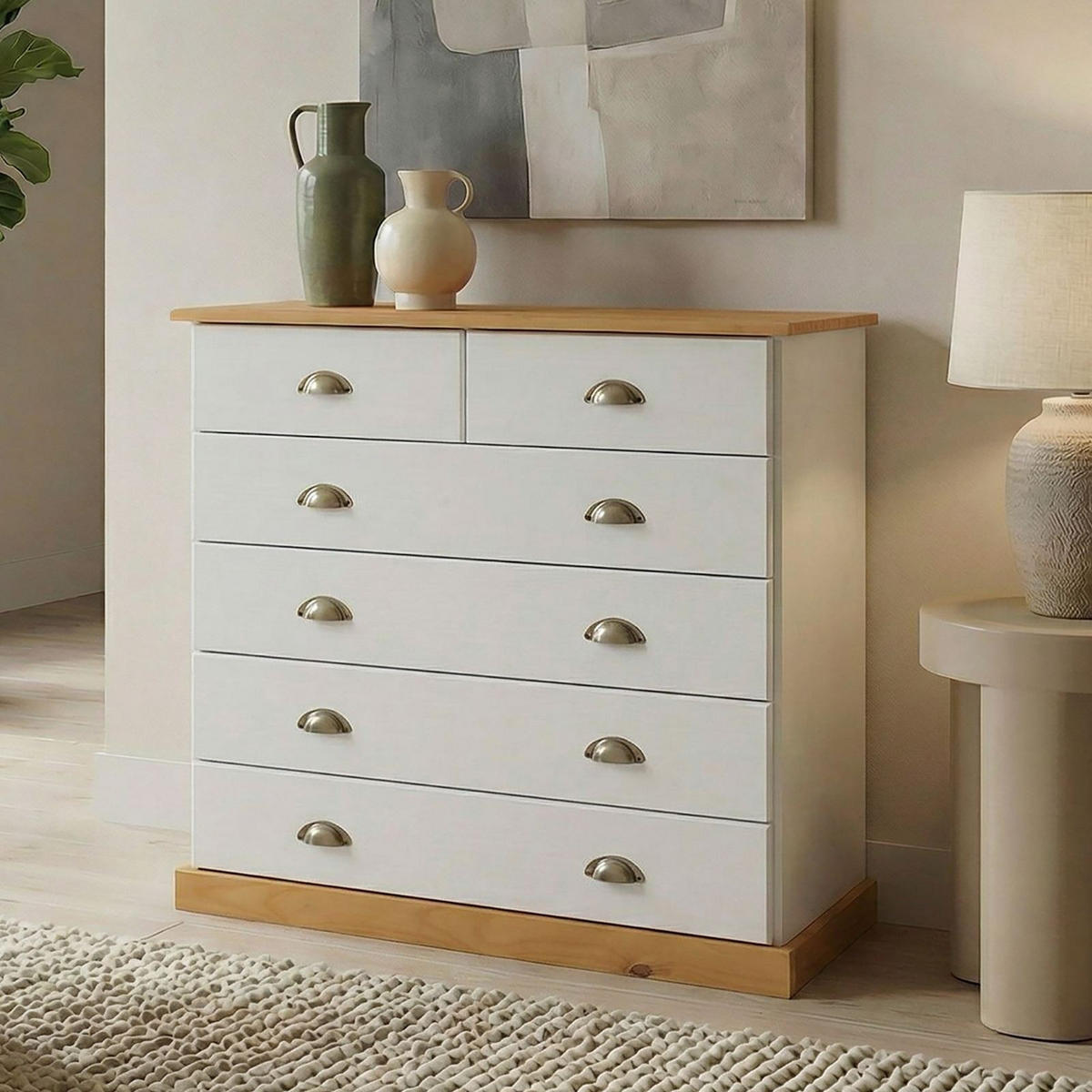 KOMMODE PARIS - Weiß/Braun, Holz (91/95/39cm) - IDIMEX