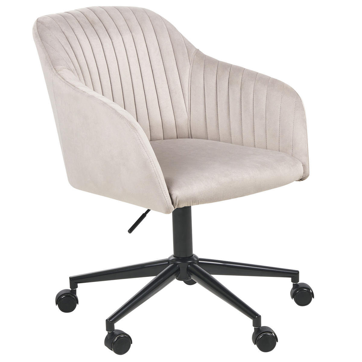BÜROSTUHL Samtstoff Taupe Venice - Beige/Schwarz, Textil (64/89/64cm) - Beliani