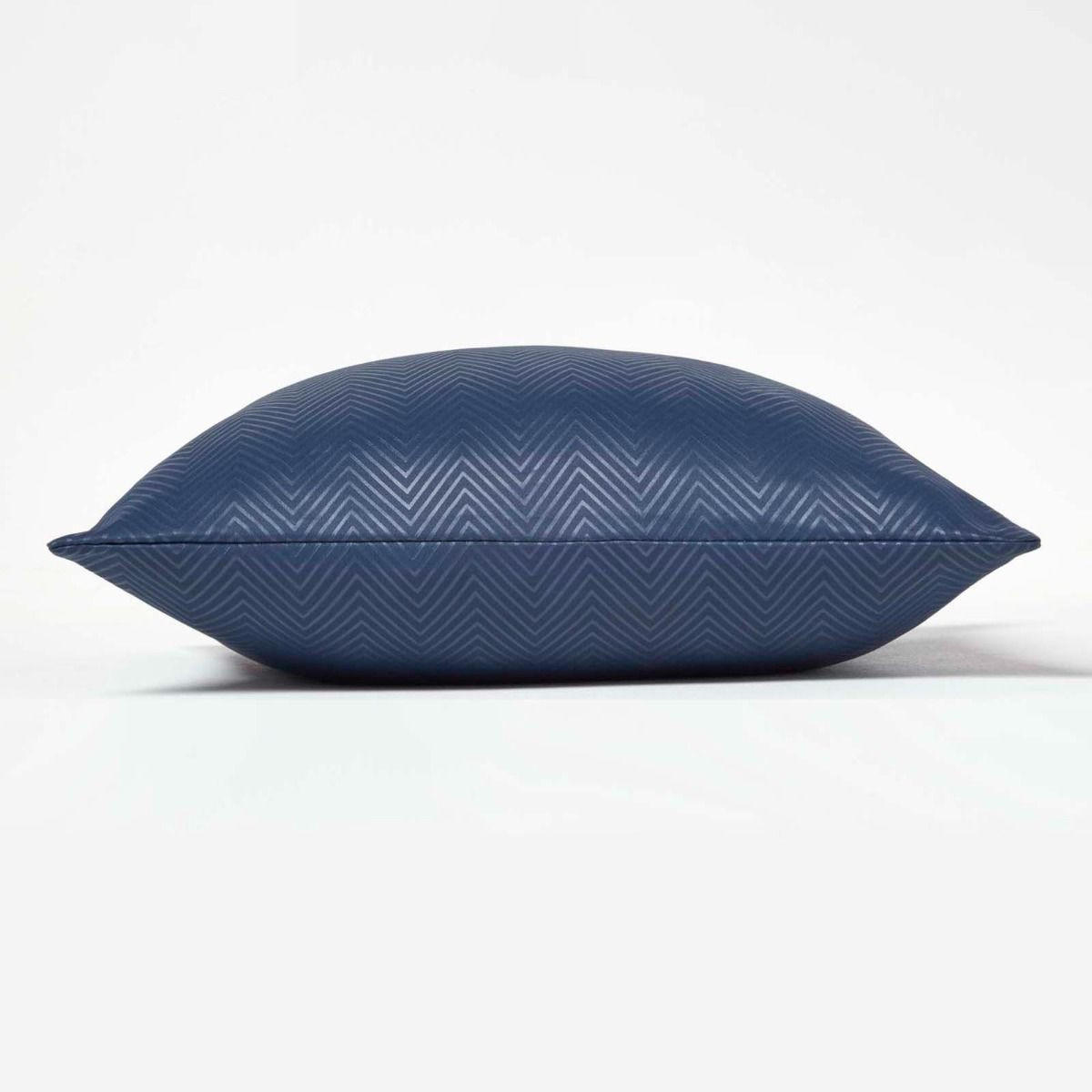 KISSENHÜLLE Fischgrät-Muster 45/45 cm - Dunkelblau, Textil (45/45cm) - Homescapes