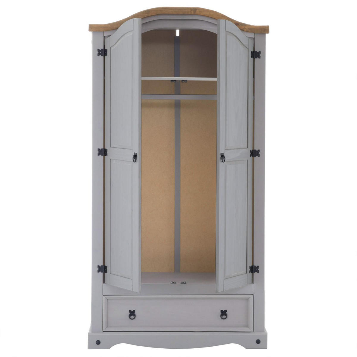 KLEIDERSCHRANK RAMON - Naturfarben/Grau, Holz (100/179/51cm) - CARO-Möbel