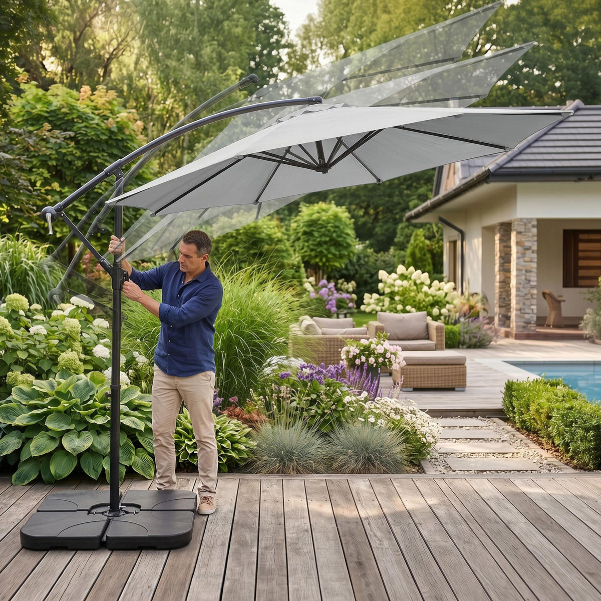 SONNENSCHRIM Grau 245/300 cm - Schwarz/Grau, Metall (300/300cm) - Akord