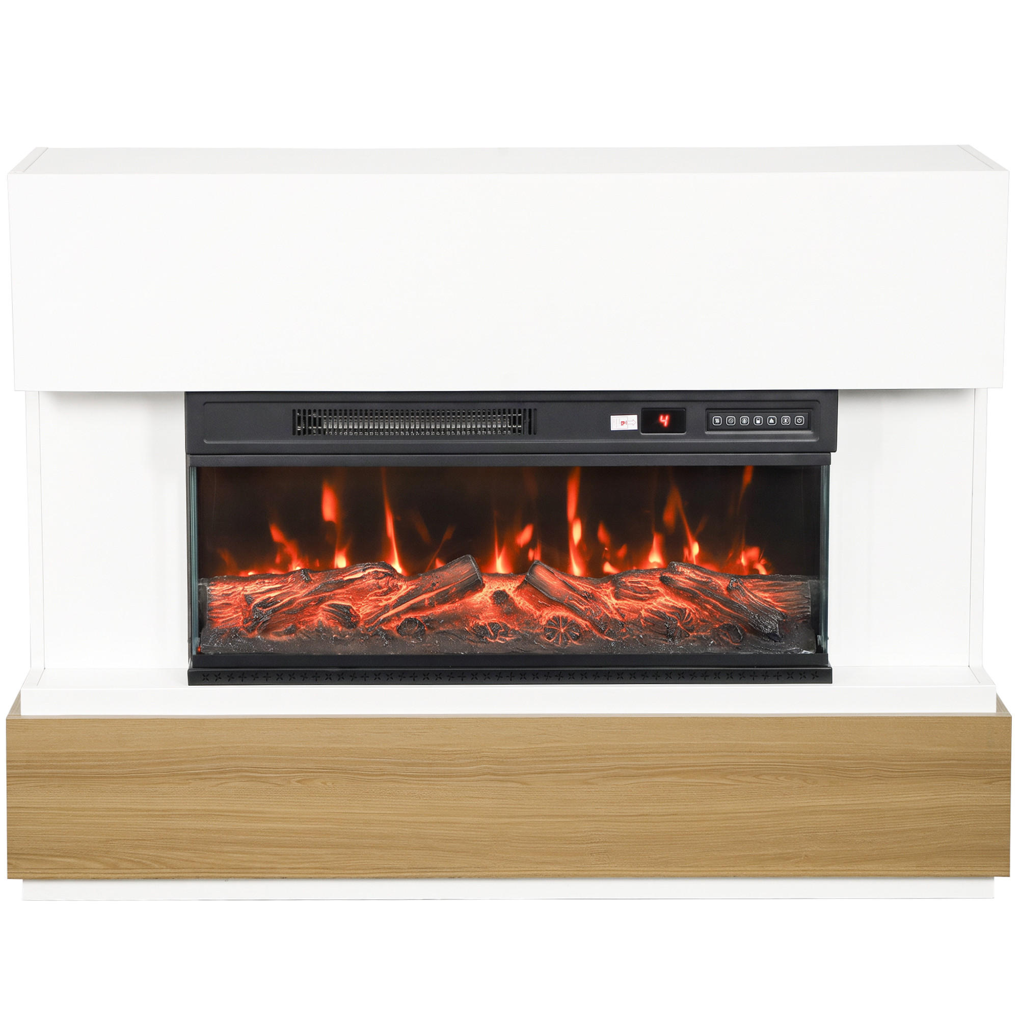 ELEKTROKAMIN Spanplatte Stahl Weiß - Weiß, Holzwerkstoff (31/86/117cm) - HOMCOM