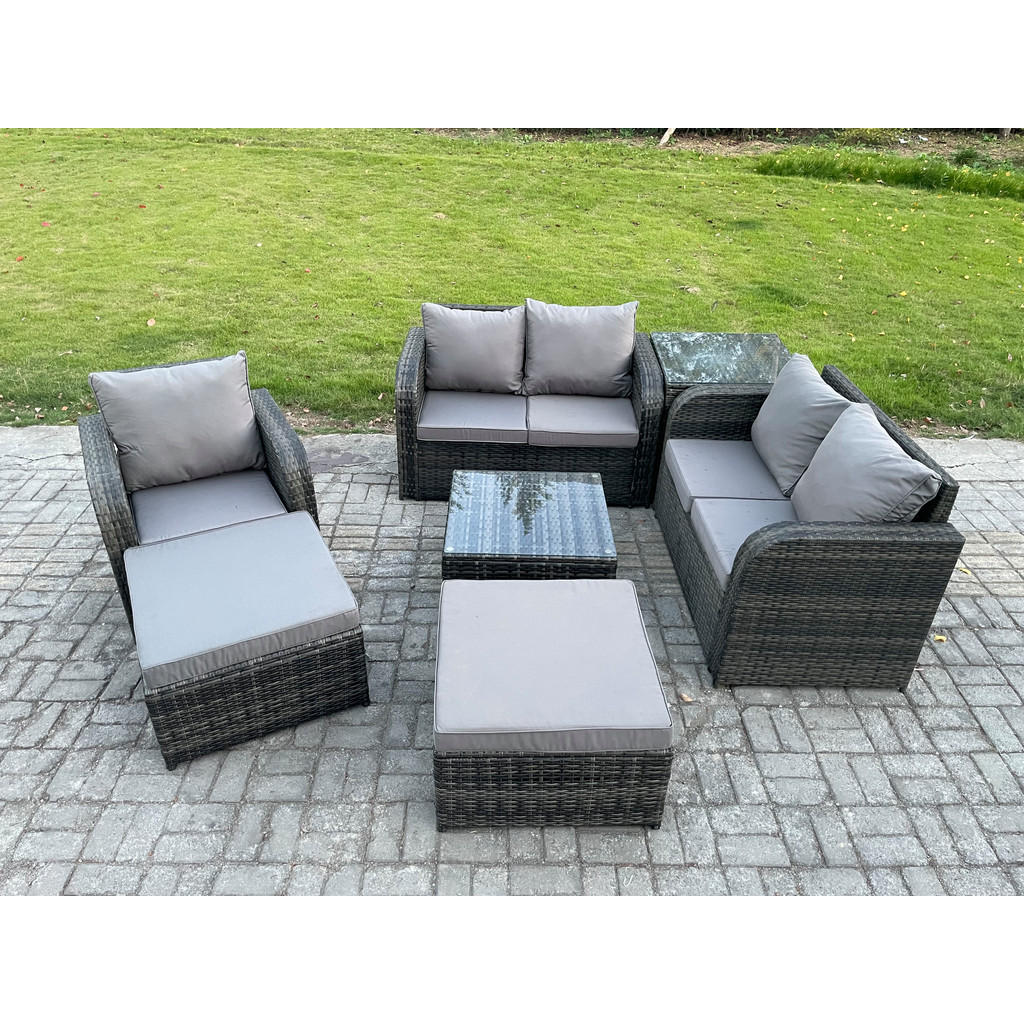 Thumbnail - Fimous Loungegarnitur, Dunkelgrau, Metall, 7-Sitzer, Loungemöbel, Loungemöbel-Sets
