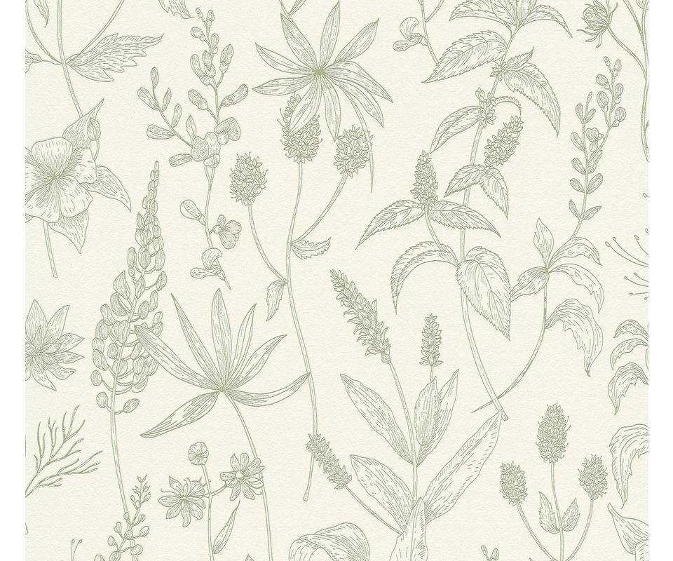 VLIESTAPETE Grün 53/1005 cm - Weiß/Grün, Textil (53/1cm) - KUNSTLOFT